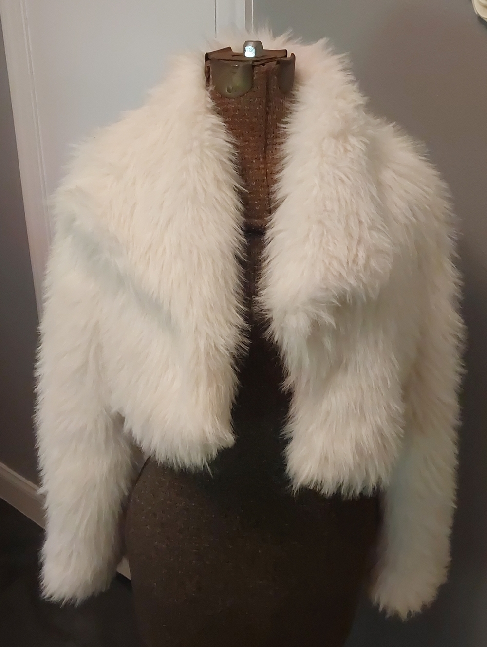Windsor White Faux Fur Cropped Teddy Jacket